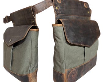 Canvas Leather Belted Bird Bag Set