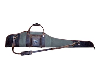 Canvas leather scoped rifle case.