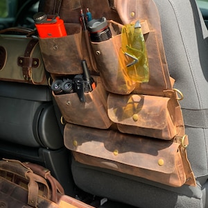 Hunter’s leather car seat organizer. | ships Out Same Day !