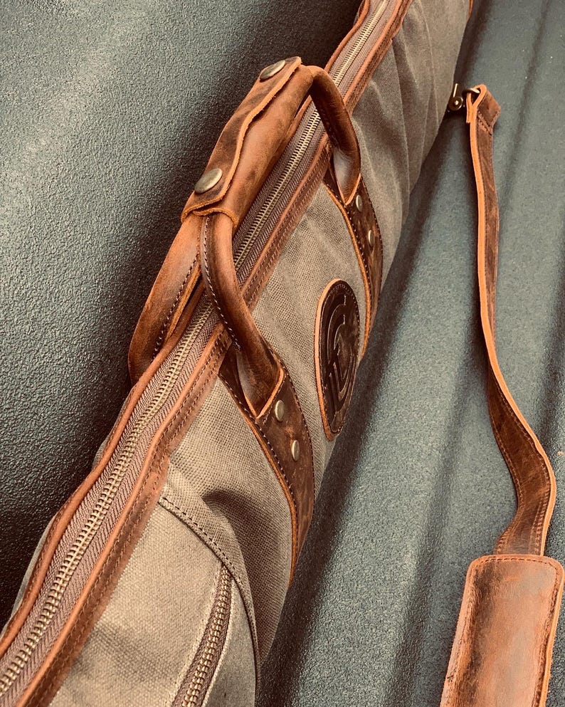 Waxed Canvas Shotgun Case | Leather Trim, Zipper Lock, 53" Bild 2