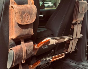 Truck back seat leather gun holder