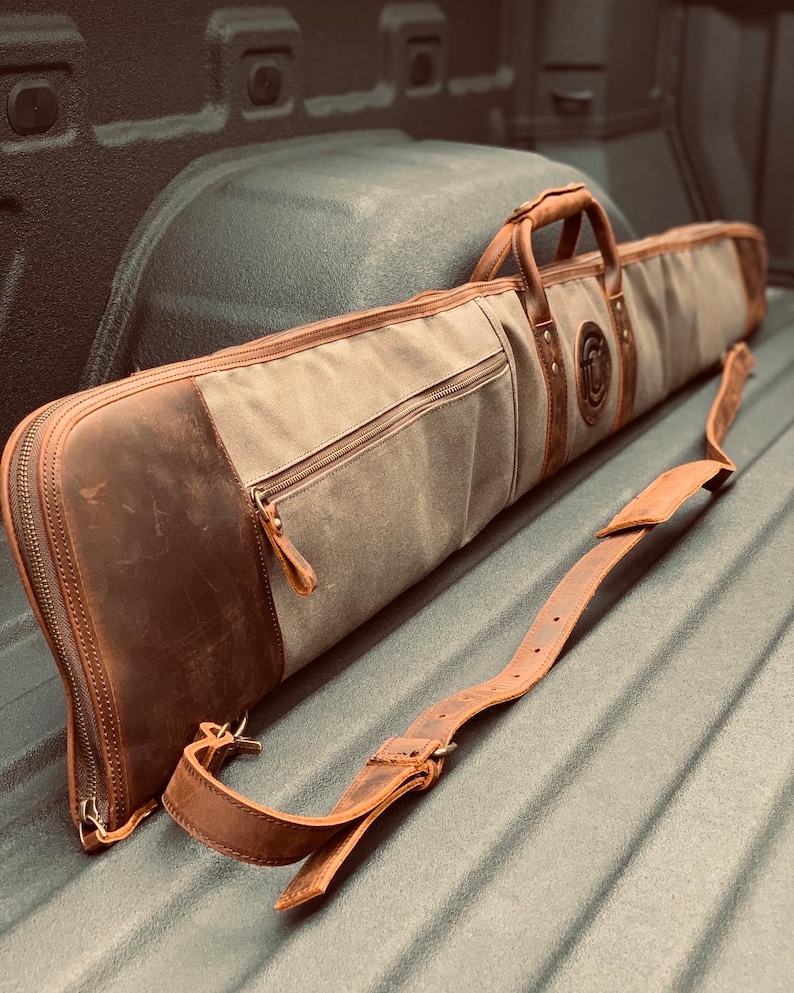 Waxed Canvas Shotgun Case | Leather Trim, Zipper Lock, 53" Bild 1