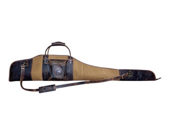 Canvas leather Brown Scoped Rifle Case