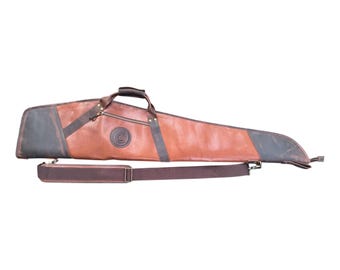 Brown All Leather Rifle Scoped Case
