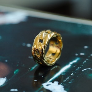Gold Chain Ring, Cuban Link Ring, 18k Gold Filled Chain Ring, Curb Chain Ring, Chunky Gold Ring, Stacking Ring, Thick Chain Ring, Minimalist