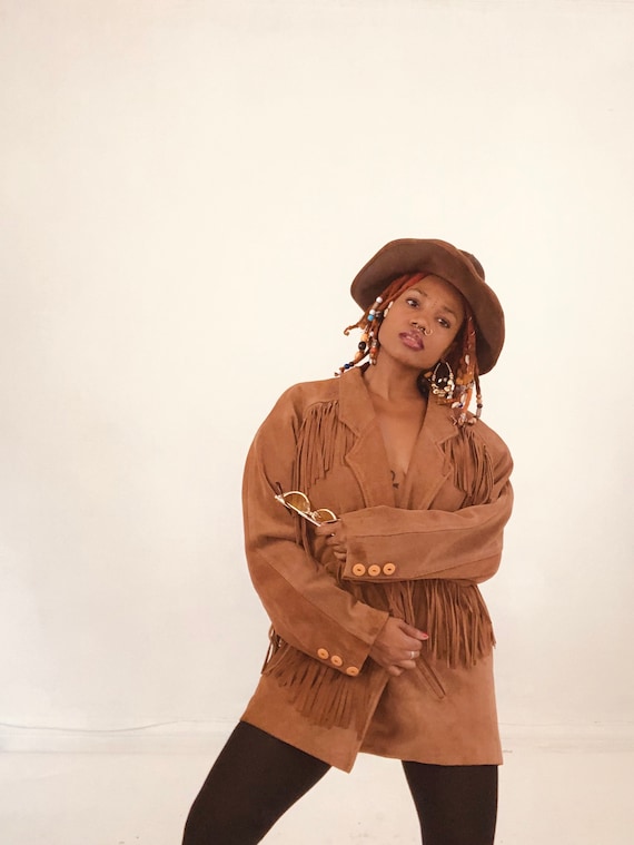 Brown Vintage Suede Fringe Jacket