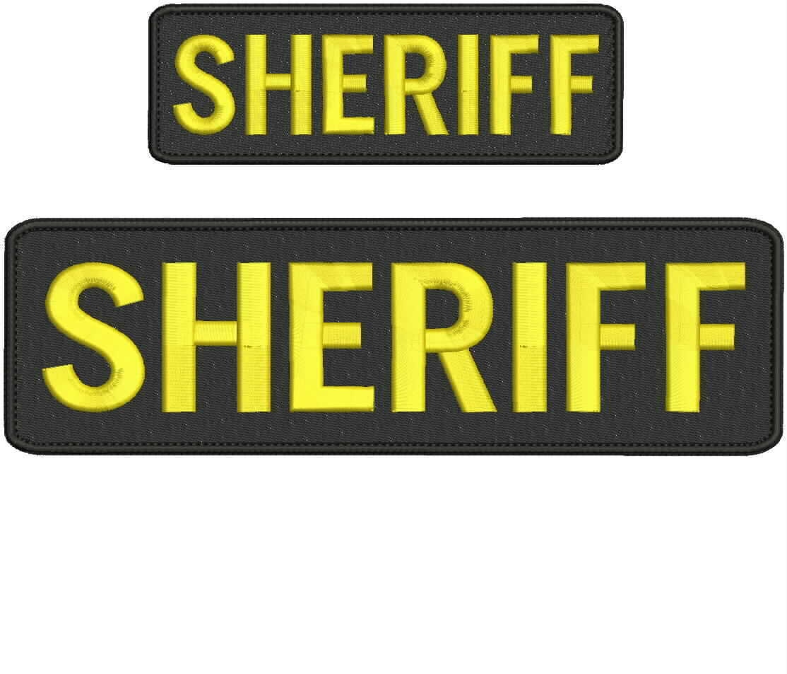 Sheriff Warrants embroidery patch 4x10 and 2x5 hook on back od green letters 