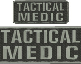 Tactical Medic embroidery patches 4x10 2.5x6 hook on back all grey black fabric