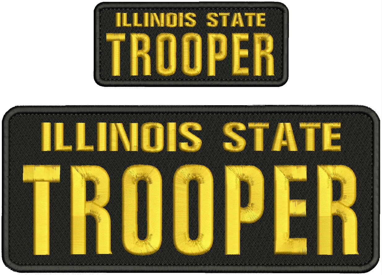 Illinois State Trooper Emb patch 4x10 and 2x5 hook on back Gold On black