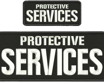 Protective Services embroidery patches 4x10 and 2x5 hook on back white letters
