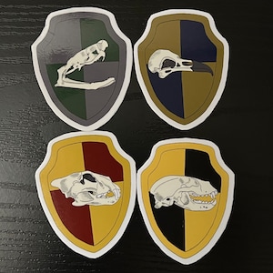 Wizard School House Crest Skulls | Magical House Inspired Stickers