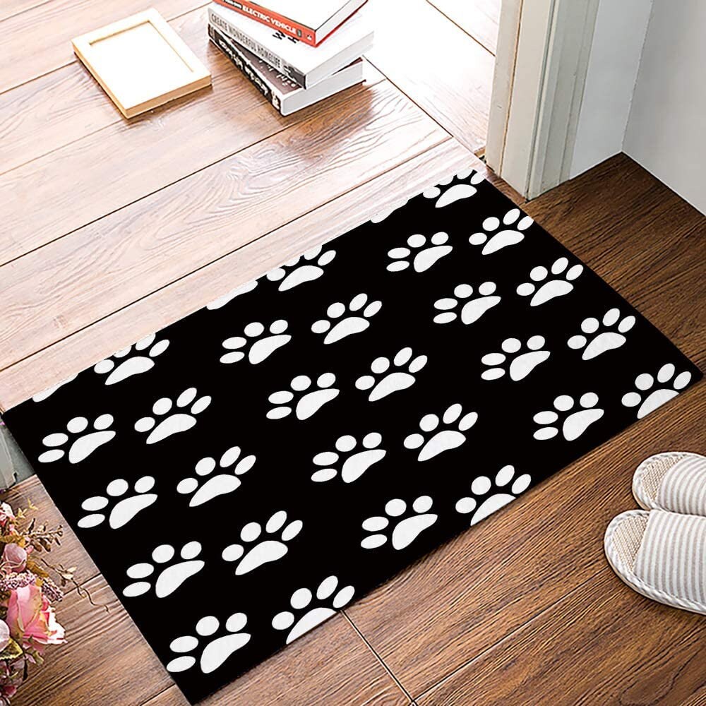 Hund Pfote Drucke schwarz und weiß personalisierte Fußmatte Etsy