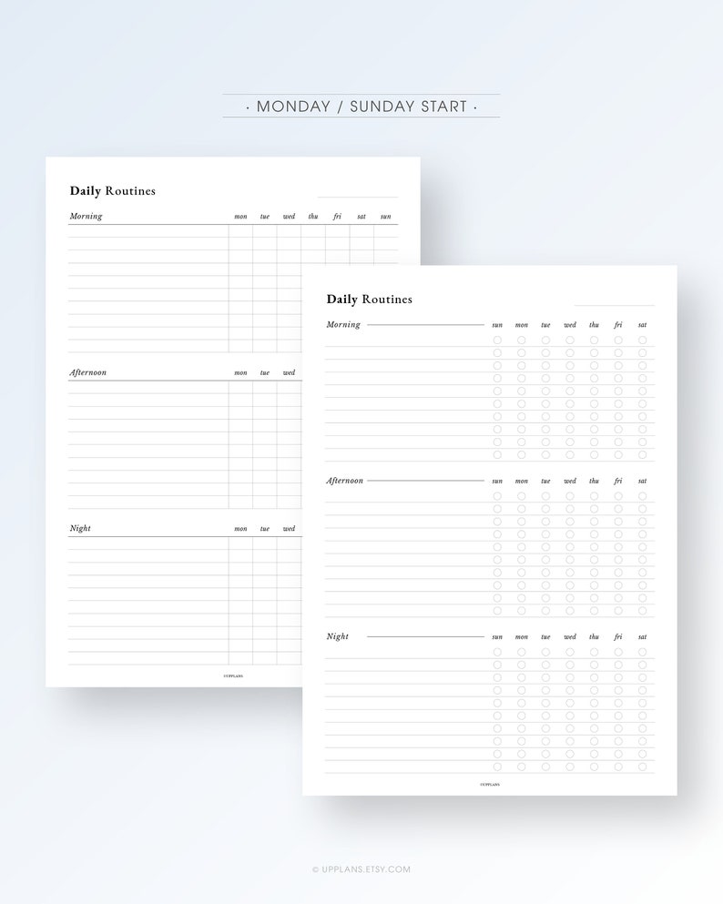 Daily Routine Planner Printable Morning Afternoon Night Routine Tracker ...