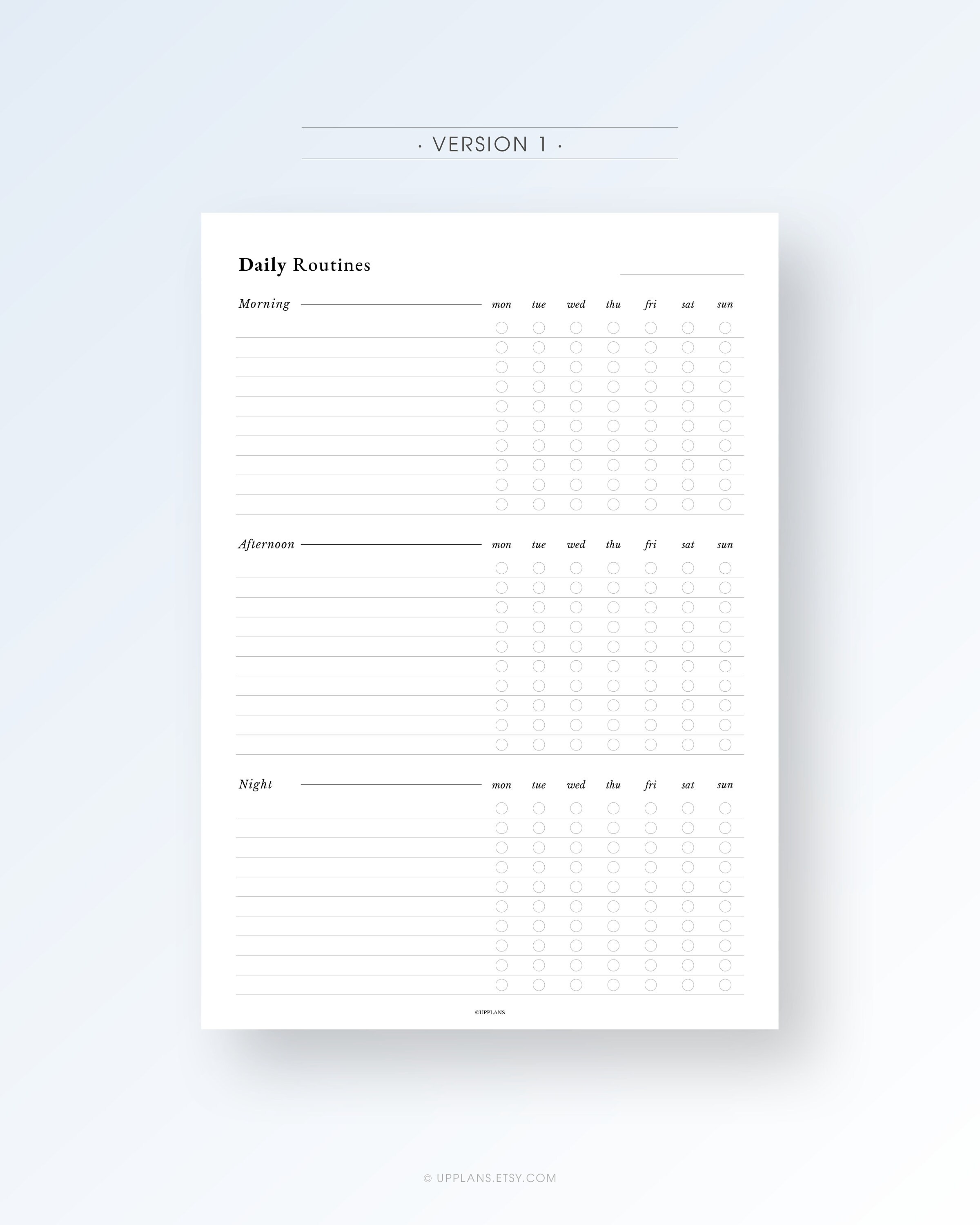 Daily Routine Planner Printable Morning Afternoon Night Routine Tracker ...