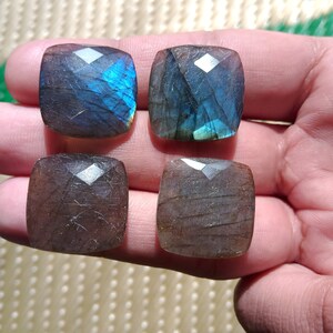 Labradorite Flat Back Cabochons WHOLESALE 10 Pcs Labradorite Rose Cut Cushion Cut Cabochons KS3601 Faceted Square Cabs 12-13mm