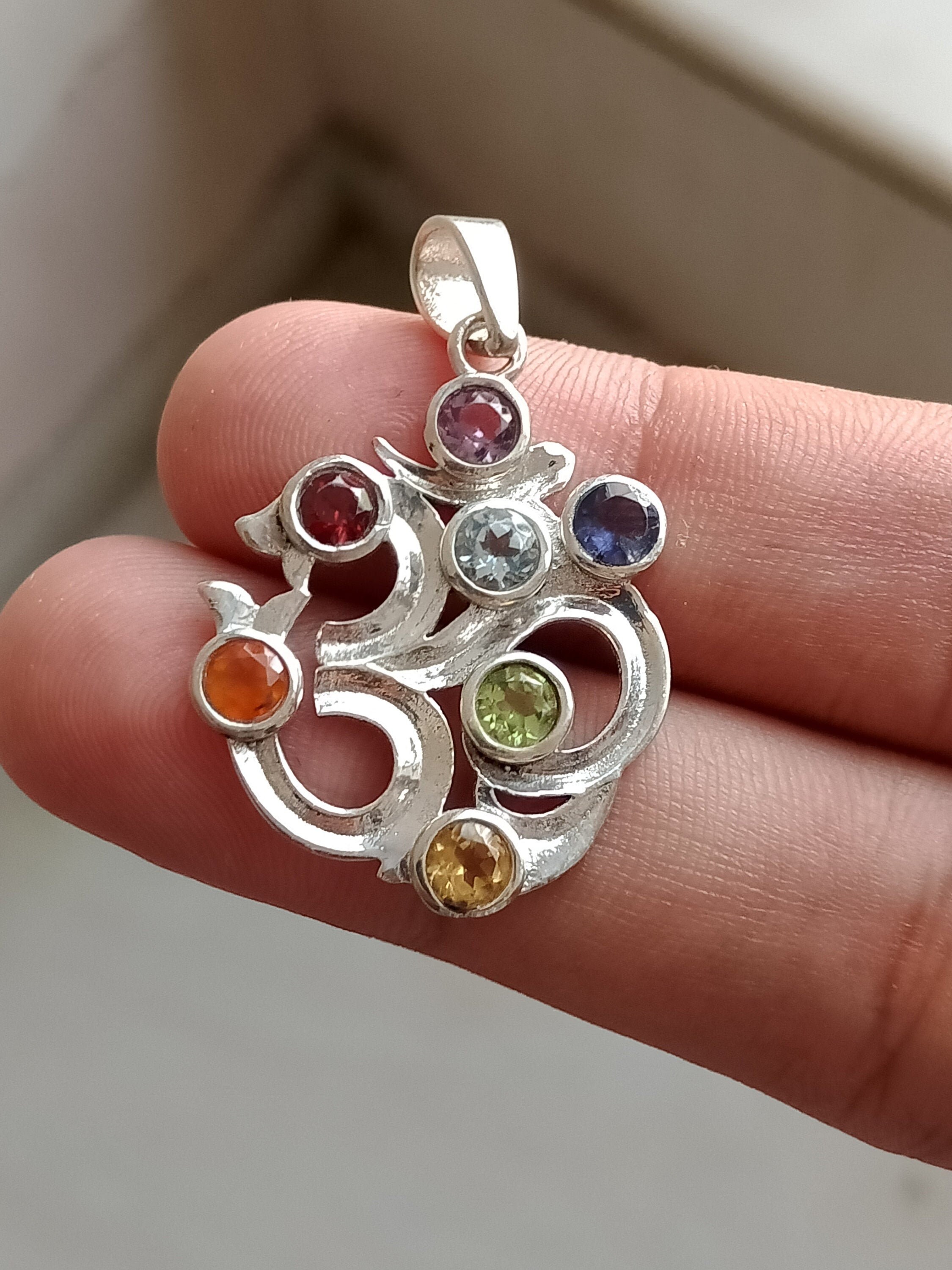 Om Chakra Pendant Om pendant Chakra pendant Multi stone Etsy