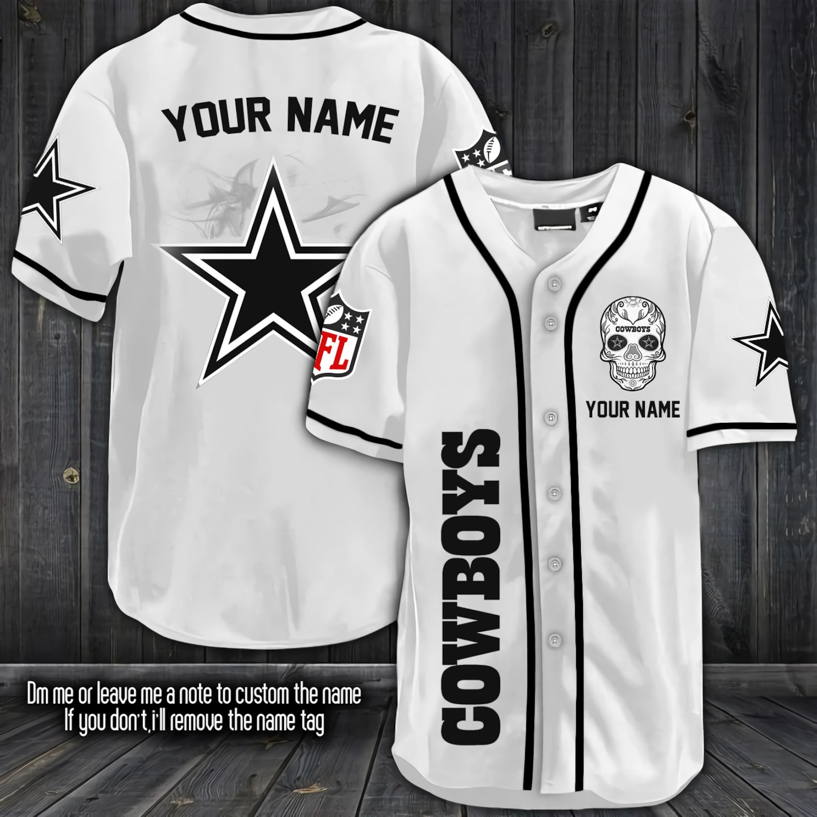 Personalized Dallas Cowboys Baseball Jersey Fanmade Customize Etsy