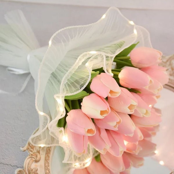 LED-Lichterblumenverpackung | Kokette Mädchen Ästhetik | Hochzeit Einzigartiger Blumenstrauß | Süßer Kawaii Blumenstrauß | Valentinstag Versorgung