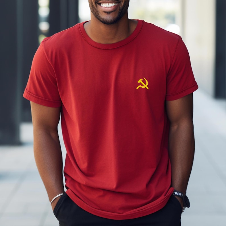 Hammer and Sickle Shirt: Red Marxist Tee Communism Cute communist gift socialism socialist karl marx marxist marxism image 3