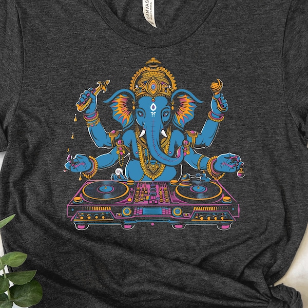 Hindu Gift Shirt Lord Ganesh Elephant Gift for Bhuddist Boho Elephant Tee Gift for Dad Fathers Day Gift Gift for Turntablist Yoga Clothing