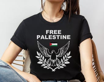 Palestina Libre Paloma con Ramas de Olivo Activista Palestino de Protesta Antibélica Paz Bandera Rama de Hoja Ramones Peacenik Salvemos Gaza Alto el Fuego Ahora