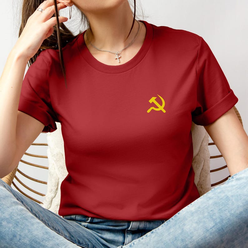 Hammer and Sickle Shirt: Red Marxist Tee Communism Cute communist gift socialism socialist karl marx marxist marxism image 5