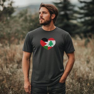 Palestine and Lebanon Heart, Free Palestine, Free Lebanon, Peace tshirt, Gaza gift, Gaza shirt, Anti war shirt, End the Occupation