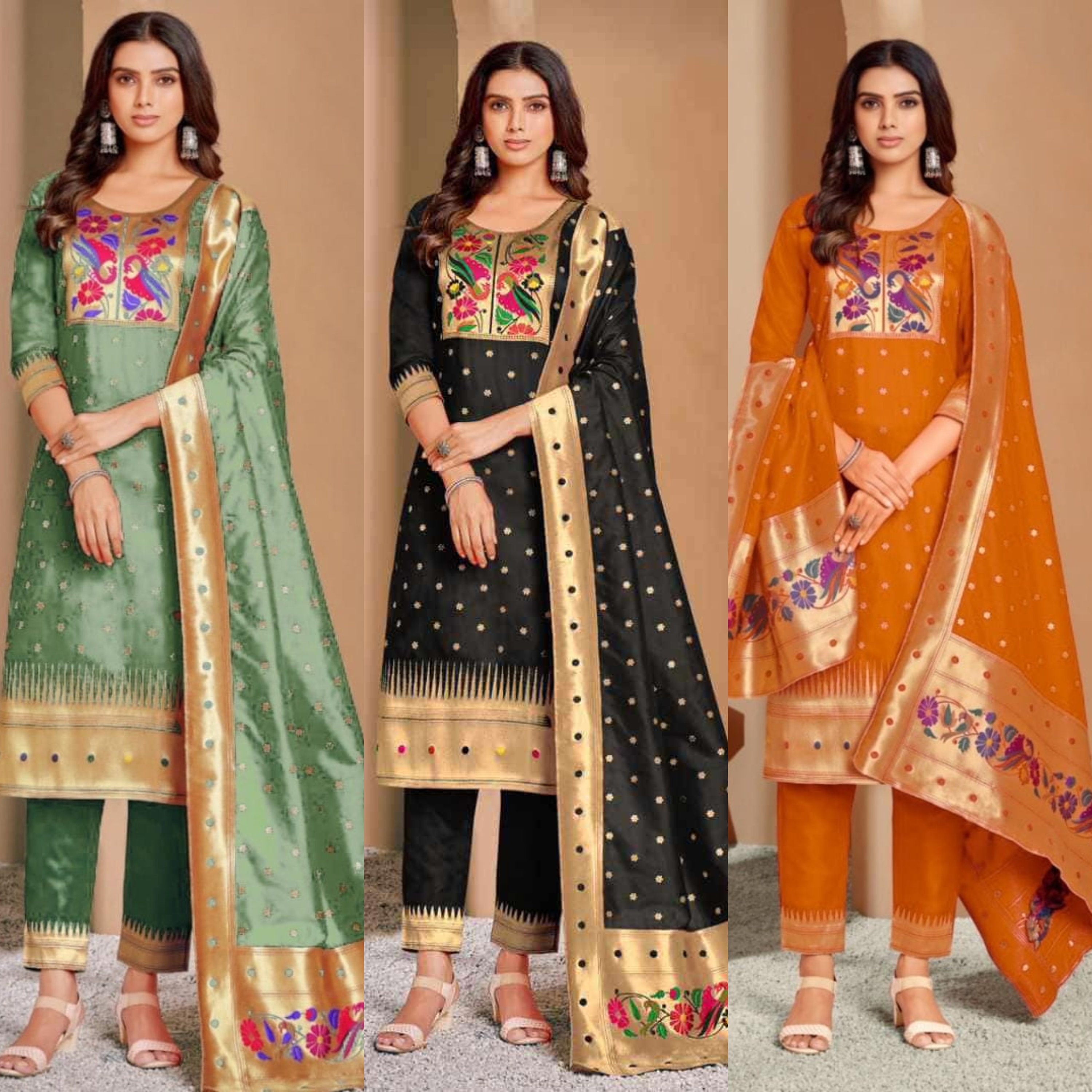 DREAM PAITHANI BY SMIT CREATION SILK FULL STICHED SALWAR SUITS WHOLESALE 6  PCS