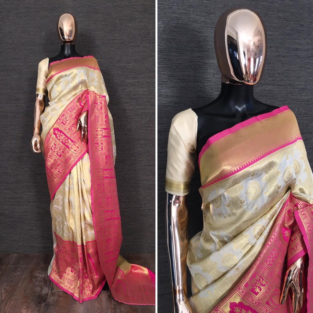 Traditional Banarasi Silk Saree With Beautiful Weaving Zari - Etsy