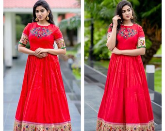 Ikkat pattu long gowns cheap