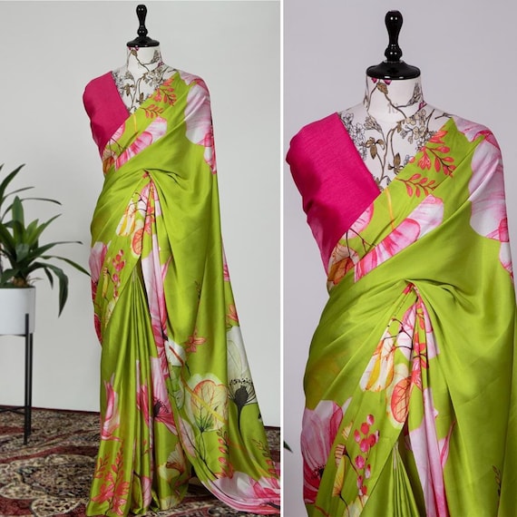 Party wear satin shop silk saree
