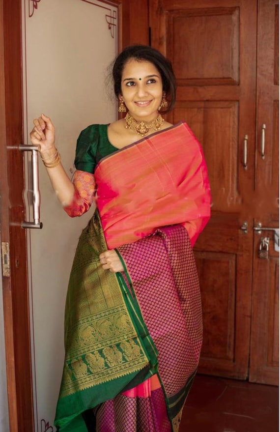 Blue And Rani Party Wear Khadi Shining Cotton Saree – TheDesignerSaree