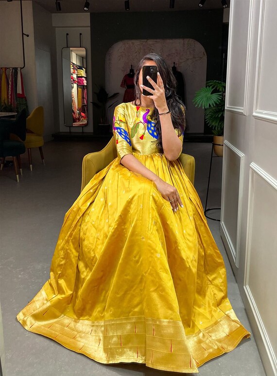 Designer Latest Jacquard Silk Paithni Beautiful Gown Dress Party