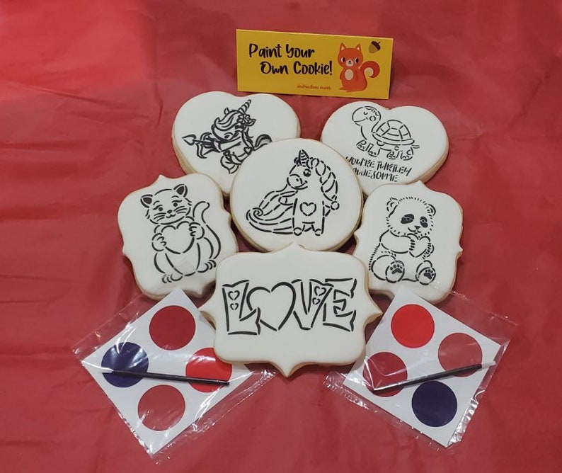 Valentines Cookies Paint Your Own Cookie Class Valentine Etsy