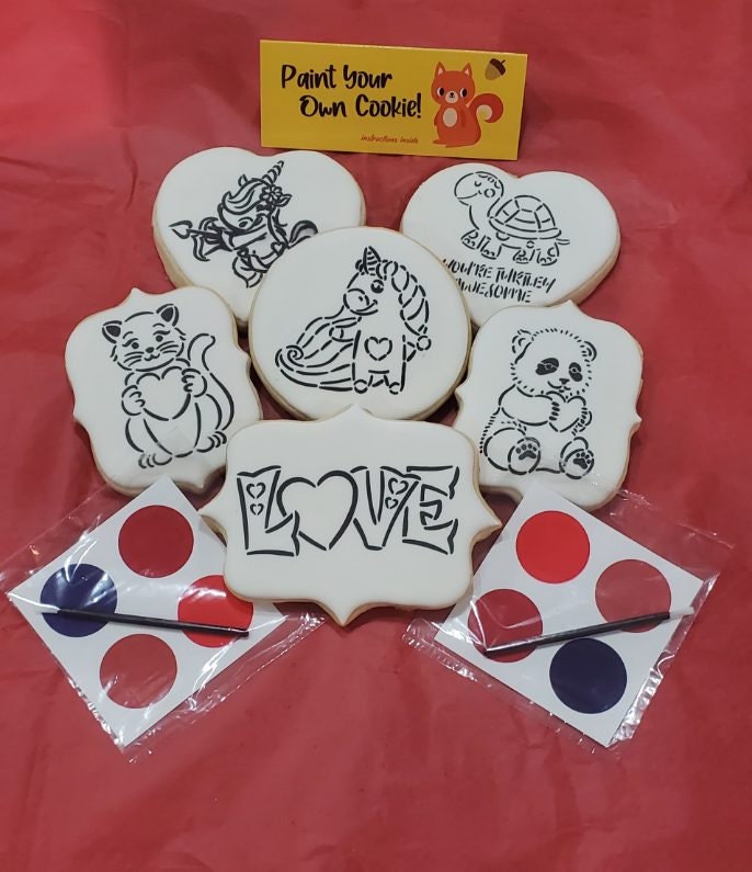 Valentines cookies Paint your own cookie Class Valentine Etsy