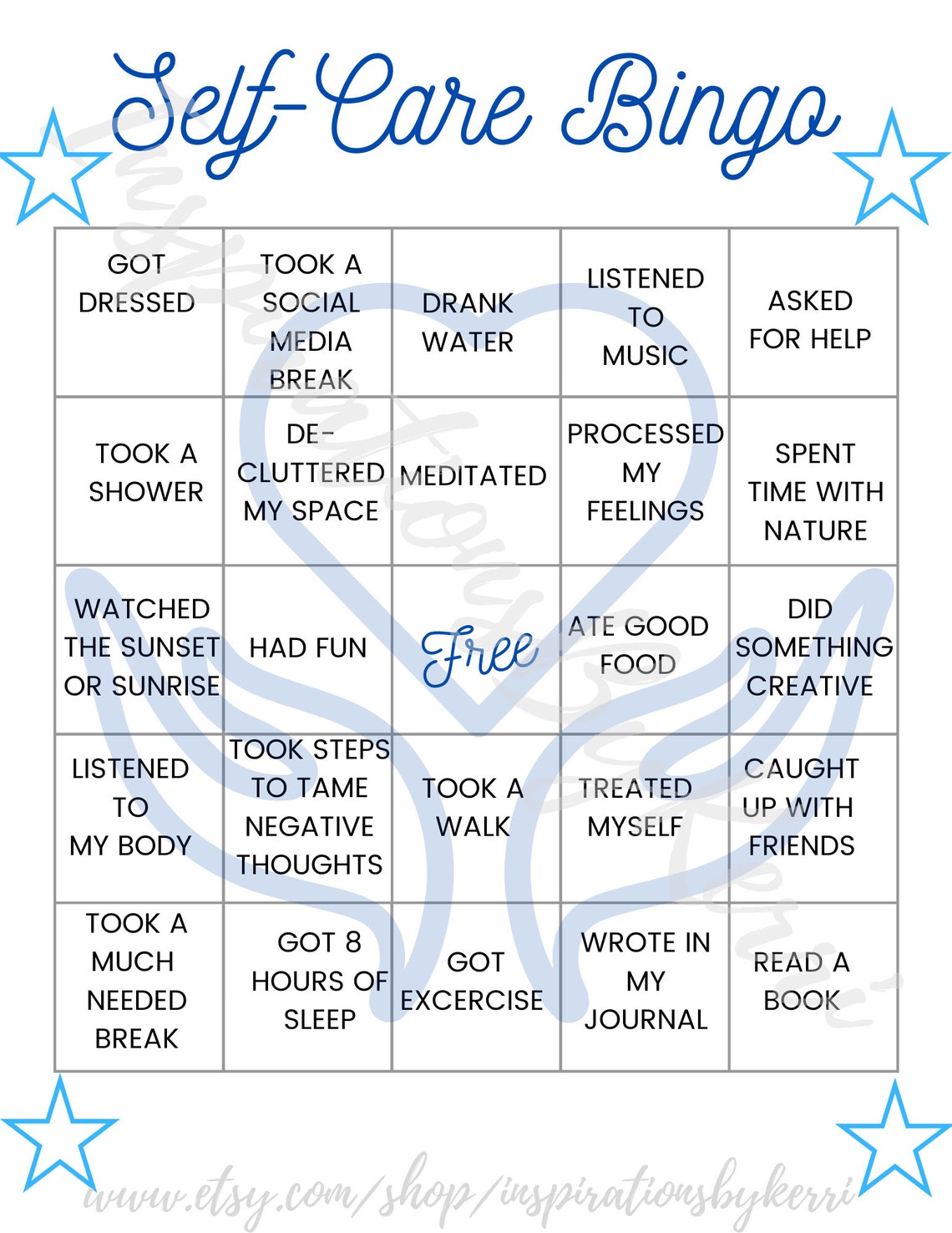 Self Care Bingo Printable Digital Download Etsy Self Care Bingo Printable Digital Download Etsy