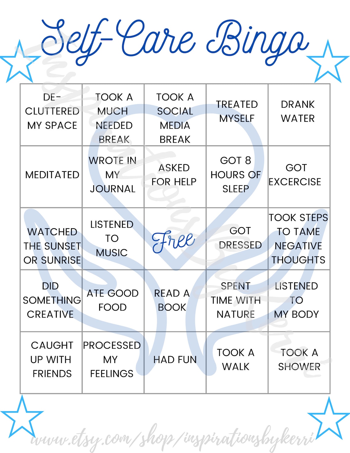 Self Care Bingo Printable Digital Download - Etsy