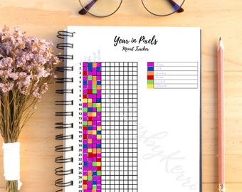Jahr in Pixel Stimmung Tracker Printable für Journal Planner