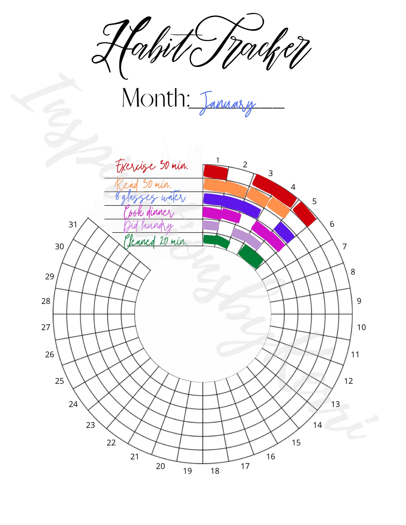 Monthly Circle Habit Tracker Printable for Journal Planner - Etsy