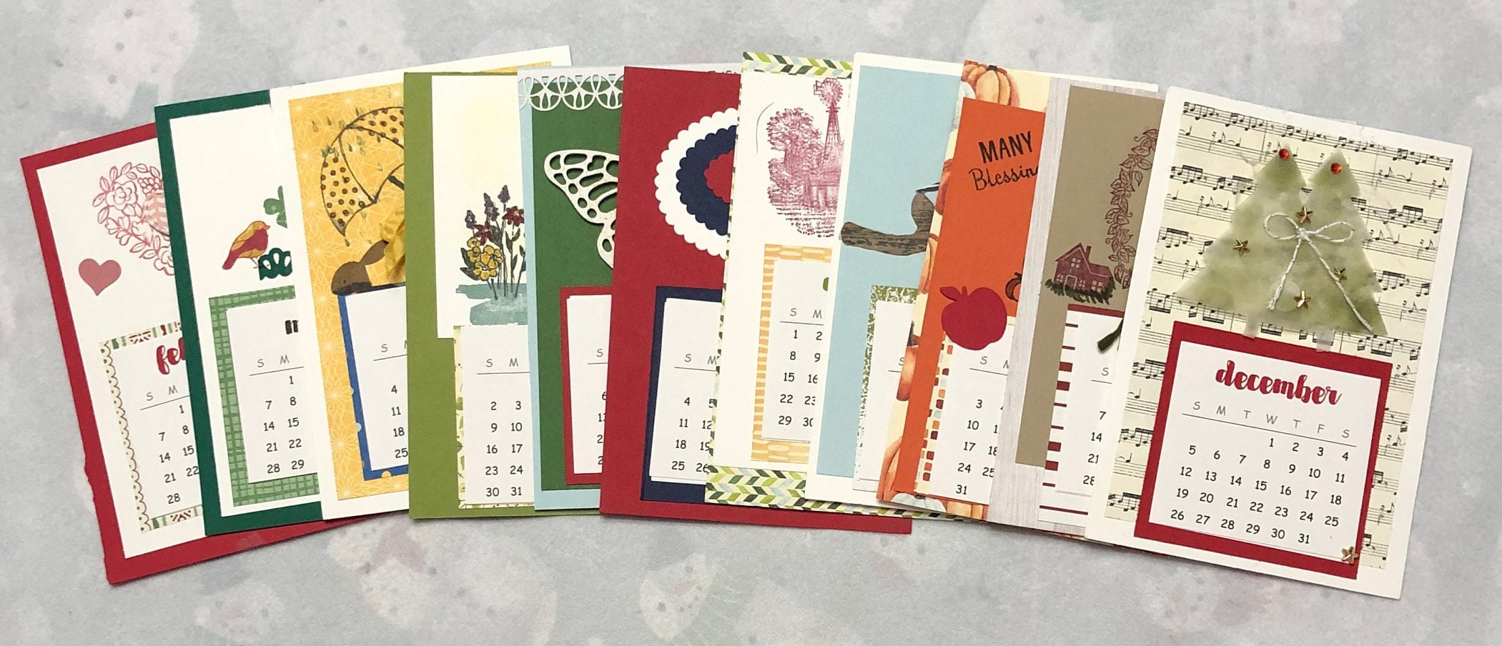 Mini 5x7 Desk Calendar With Stand (any Consecutive 12-months) - Etsy
