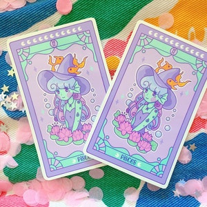 Pisces sticker - Astrology witch sticker - witch sticker - tarot card sticker - laptop sticker
