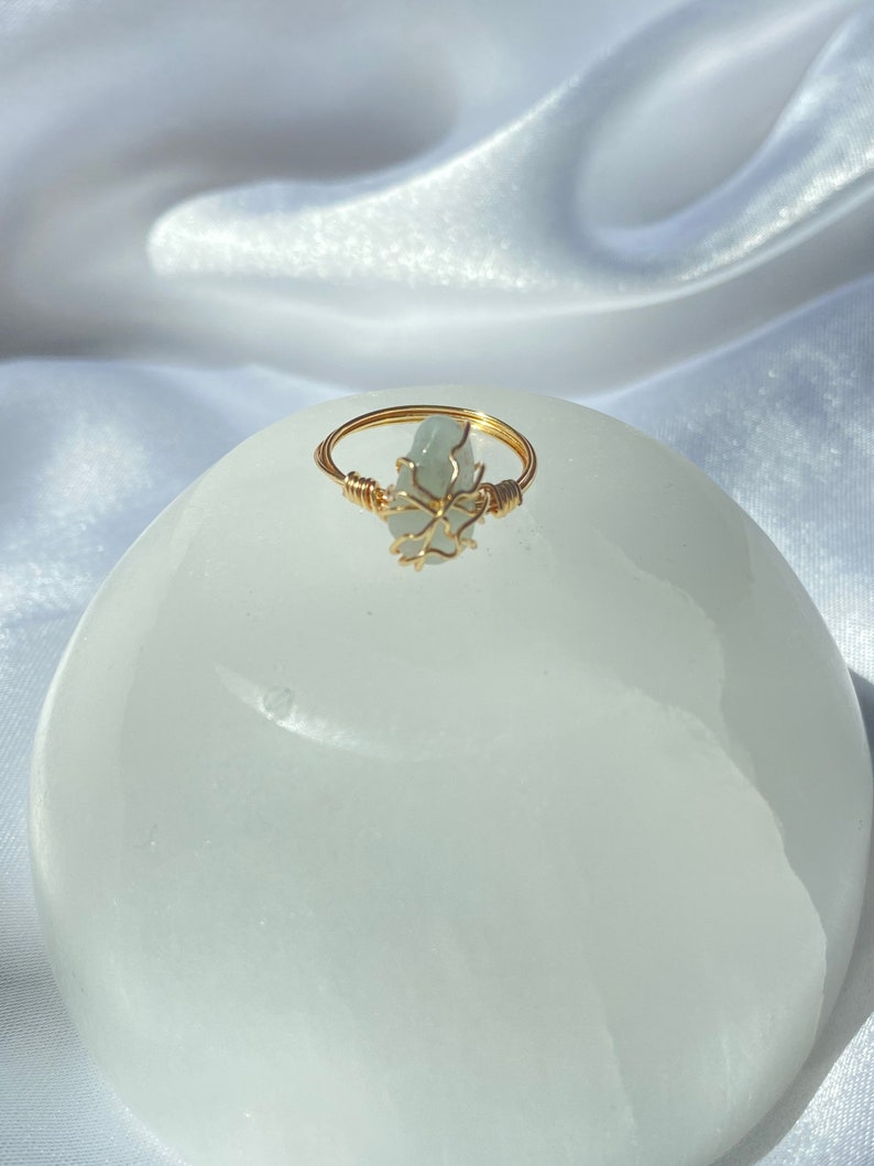 natural aquamarine wire wrapped ring
