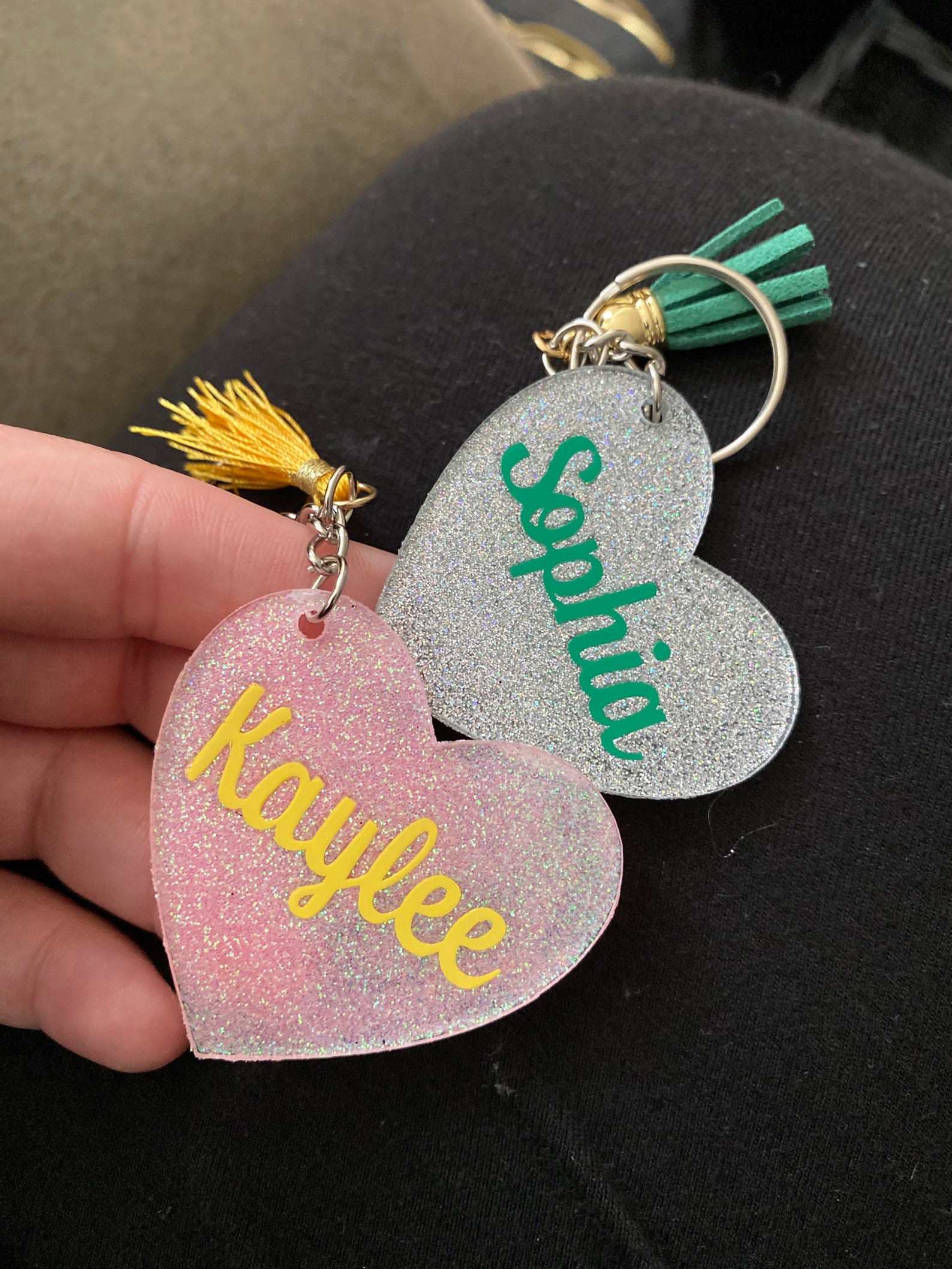 Glitter Keychain Monogram Keychain Name Keychain Etsy