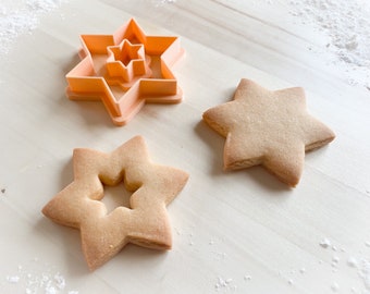 Cookie cutter and stamp multi-size:  Star with small star *224