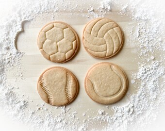 Sport balls set *738 Tennis, Volleyball, Soccer, Baseball Cookie cutter and stamp multi-size