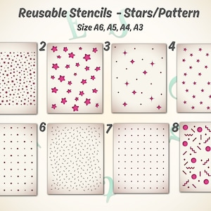003* Pochoirs réutilisables Étoiles/Motif, Motif en pointillés pour gâteaux, Art mural, Décoration d'intérieur, Peinture, Art, Créations manuelles, Multi-tailles - A7, A6, A5, A4, A3