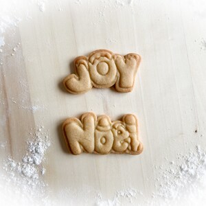 791 JOY ou NOEL Lettering Cookie cutter e carimbo multi-tamanho