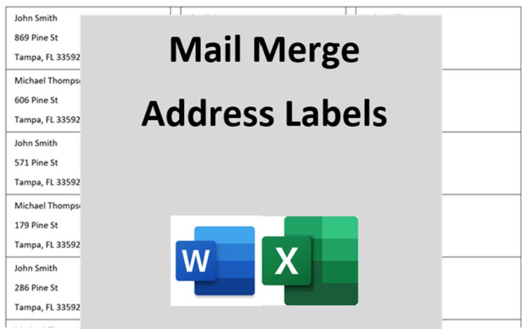 Mail Merge Address Label Template Etsy