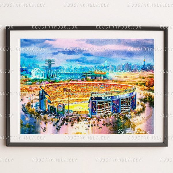 Mets Stadium Citi Field | Shea Stadium Corona Park Queens New York. Print from an original painting by Roustam Nour | Paintings | Wall Decor