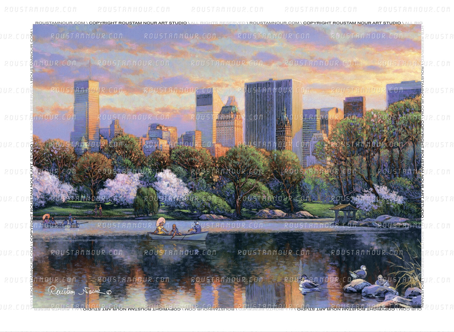 Central Park New York Lake Summer. Print From an Original Etsy